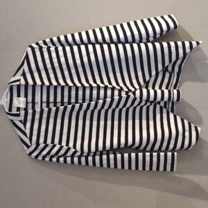 Serra women's small black white‎ stripe open front 2 pocket blazer jacket